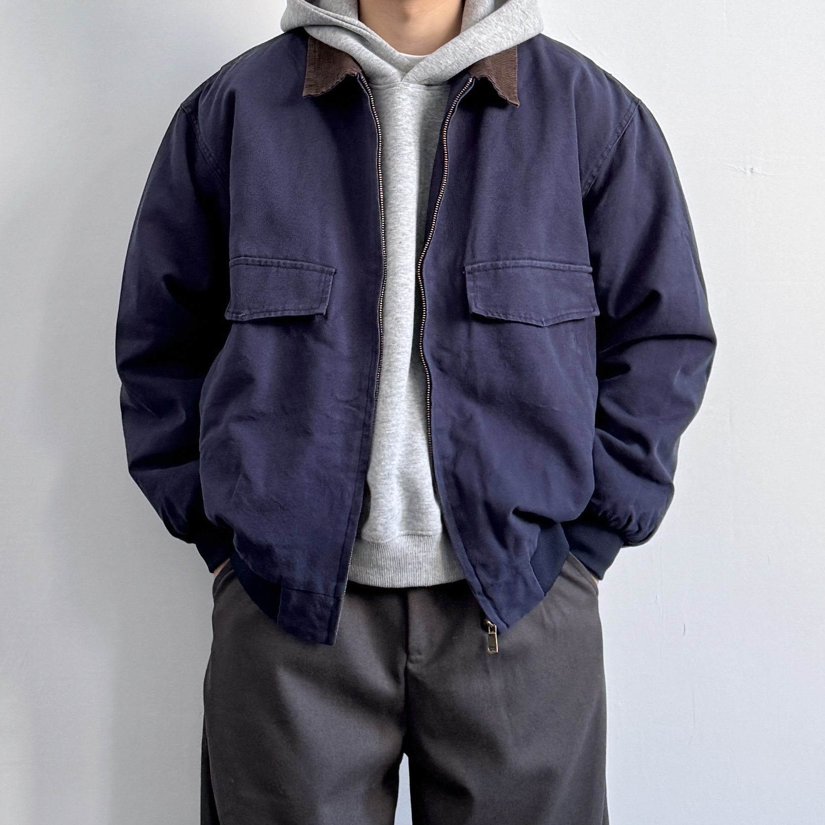 ONUN美式复古灯芯绒翻领棉