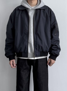 ONUN美式复古cleanfit教练夹克男生春秋百搭宽松休闲翻领飞行外套