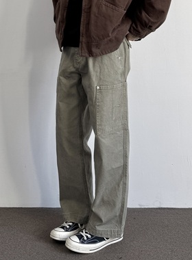 ONUN 美式复古重工水洗宽松直筒工装裤宽松休闲百搭贴布口袋长裤
