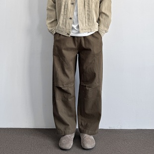 宽松休闲多口袋百搭抽绳松紧腰长裤 裤 潮 复古水洗石磨工装 ONUN美式