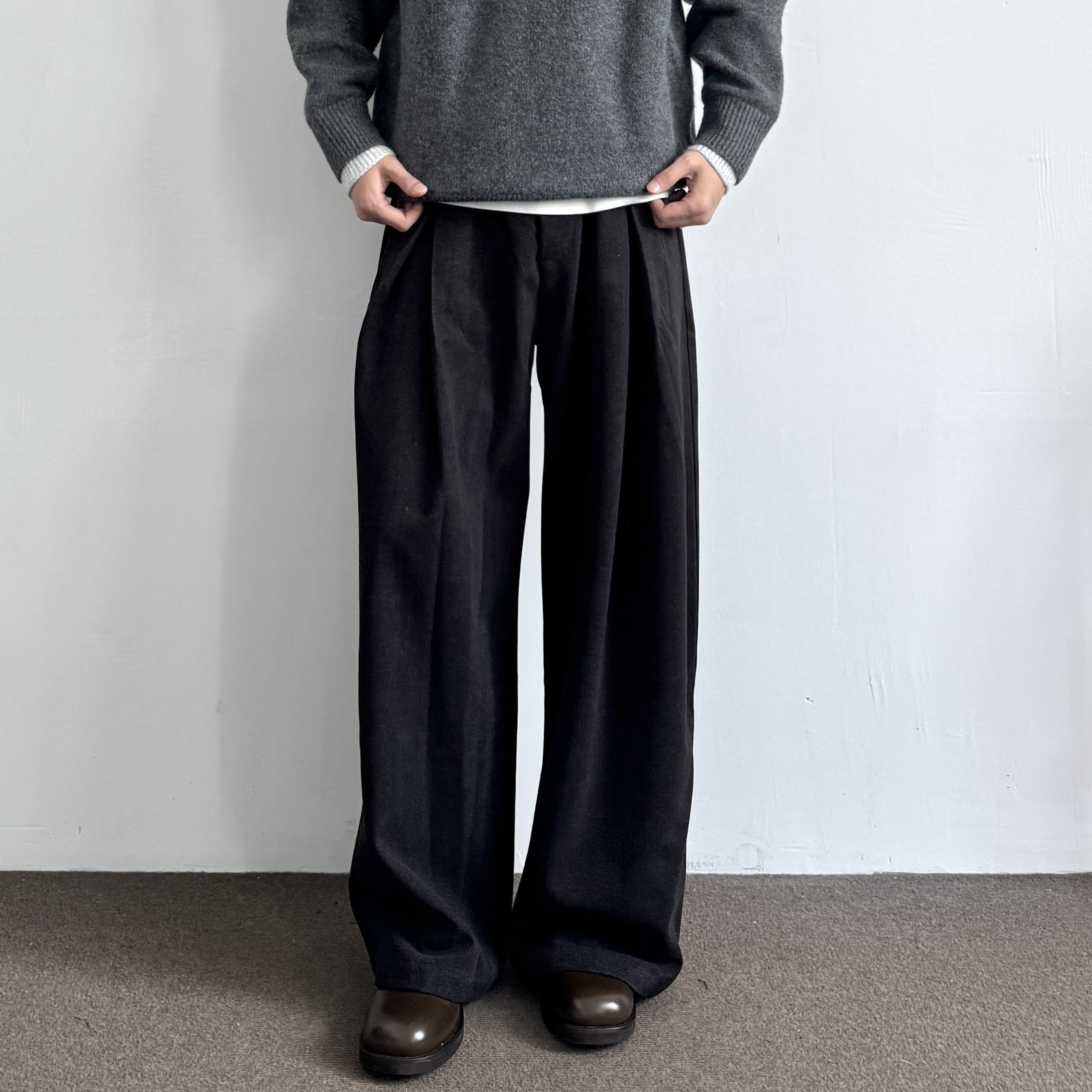 对褶老钱A字阔腿通勤口粮西裤