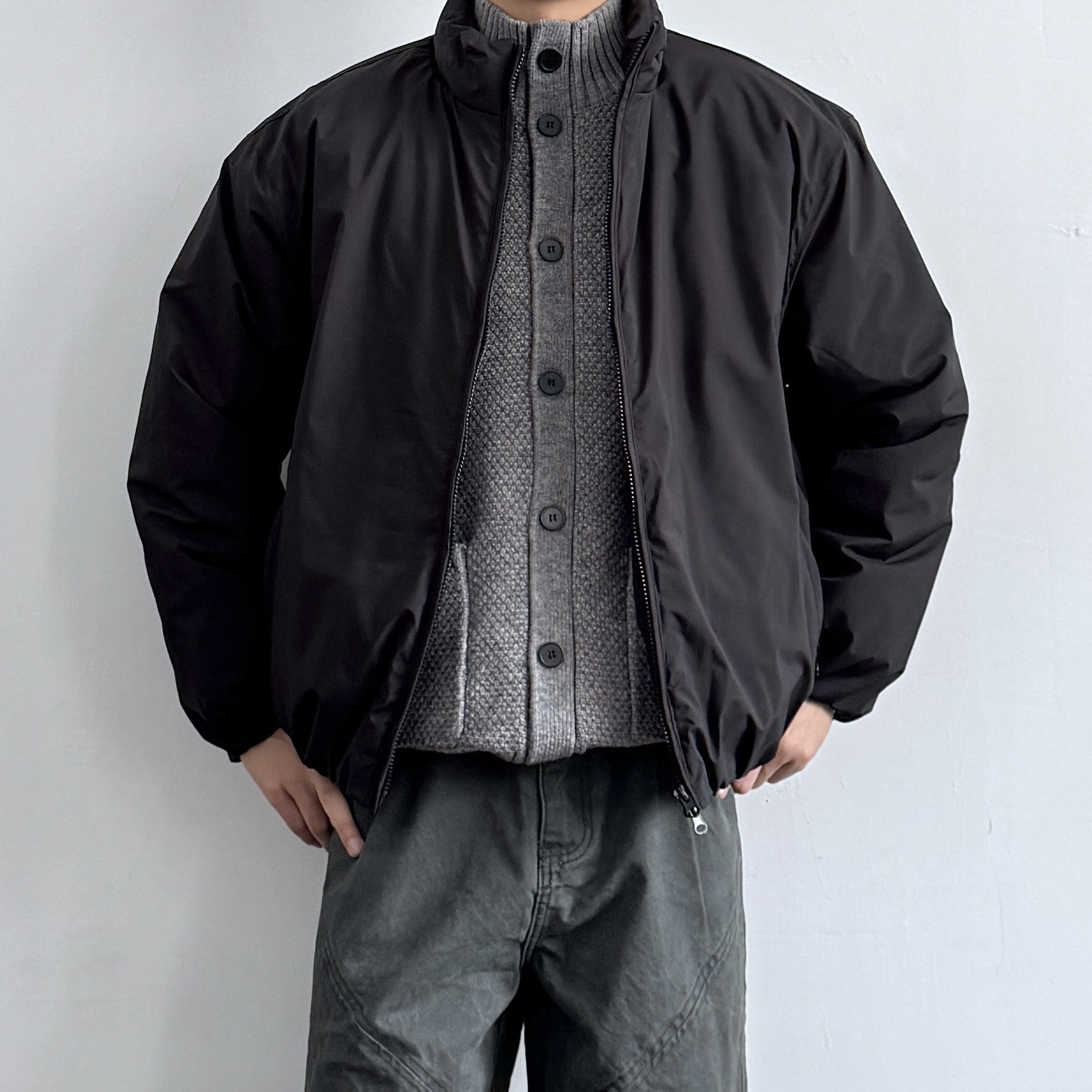 ONUN美式复古纯色立领棉服