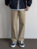 ONUN 裤 日系复古水洗棉质卡其裤 基础百搭宽松休闲松紧腰直筒工装