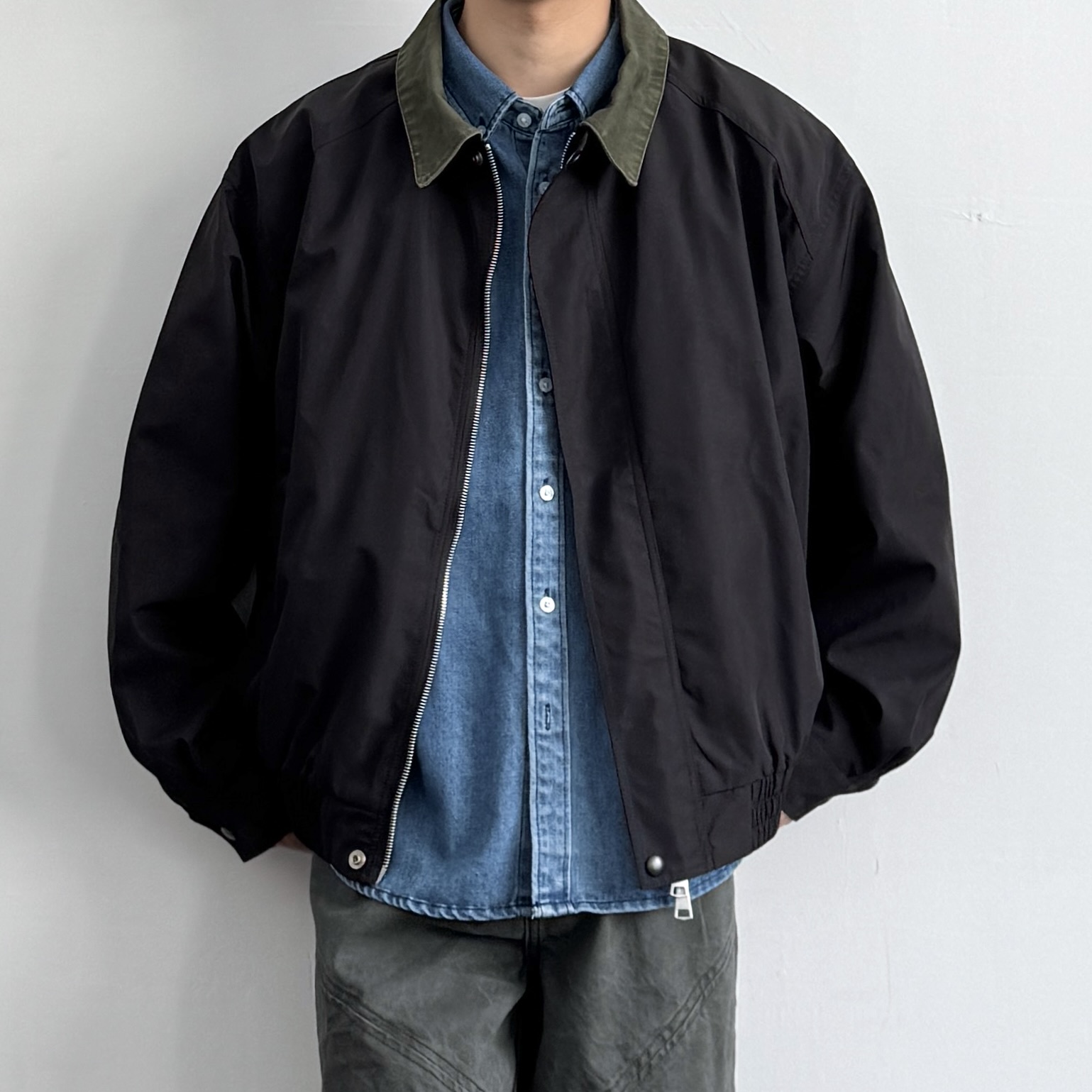 ONUN 美式复古撞色翻领夹克秋季日系宽松休闲百搭工装上衣外套潮