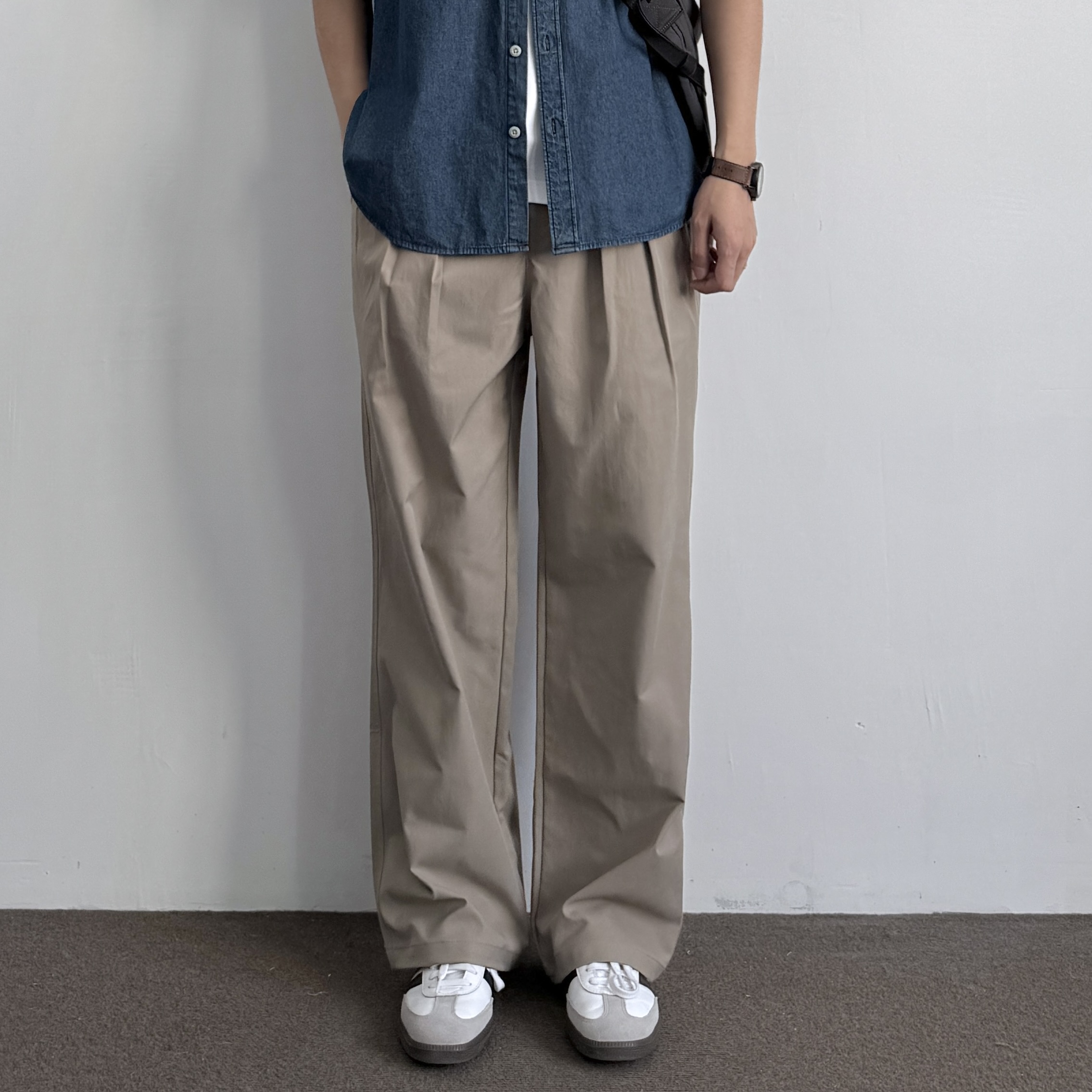 ONUN日系复古卡其直筒休闲裤