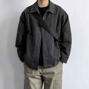 新品 ONUN 夹克宽松休闲分割设计翻领外套春季 复古水洗工装 潮 美式