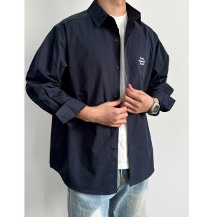 日系复古百搭休闲刺绣衬衣外套 2026新款 ONUN宽松纯棉翻领衬衫 长袖