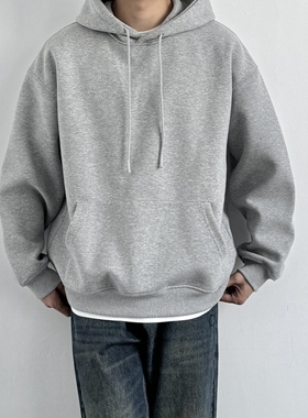 ONUN 美式复古420g宽松连帽卫衣休闲基础简约纯色帽衫外套情侣潮
