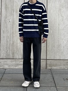 男 水洗烟灰色复古显瘦百搭阔腿流行长裤 ONUN 宽松休闲直筒牛仔裤