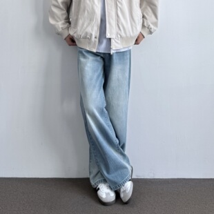 男生百搭休闲长裤 ONUN 2026新款 复古水洗宽松直筒阔腿牛仔裤 美式