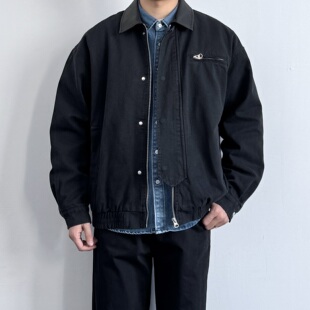 新品 百搭宽松皮质翻领春季 外套 夹克美式 ONUN复古做旧水洗棉质工装