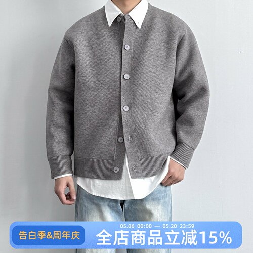 ONUN美式复古重磅抗起球开衫毛衣