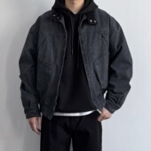 ONUN重工做旧水洗防刮耐磨格子布立领工装 夹克宽松休闲百搭外套潮