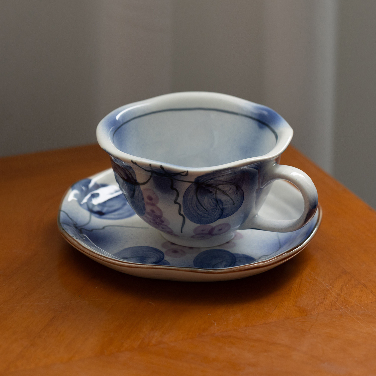 办公高颜值手绘葡萄咖啡杯碟套装复古红茶杯托盘日式水杯日本进口