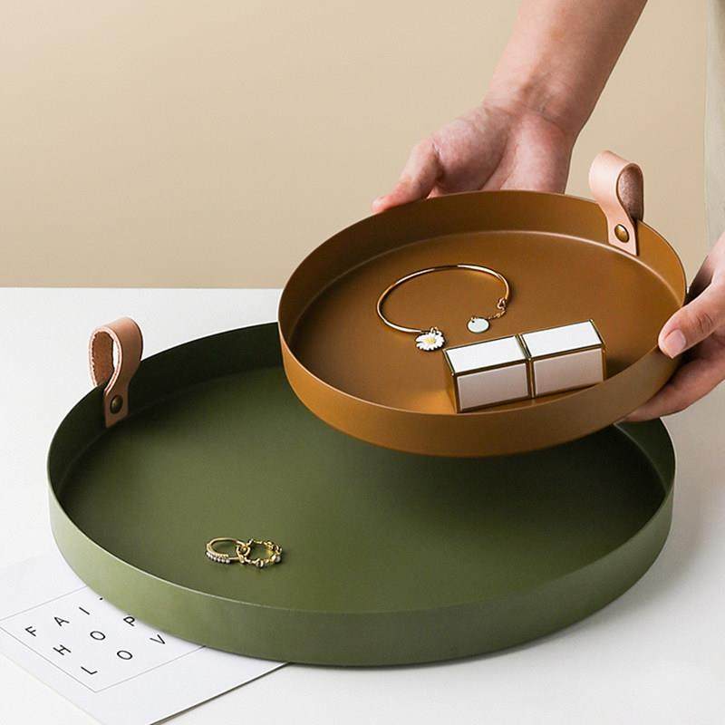 香薰蜡烛托盘ins风客厅玄关收纳盘化妆品桌面装饰金属摆件