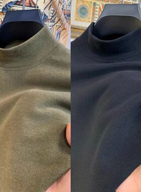 【下单立减50】A面绒半衫秋冬纯色简恤男装NAS双加男士修身高领打