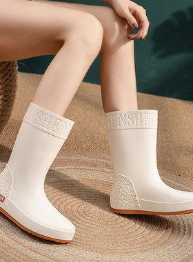 新款成人中筒雨鞋女款时尚防滑耐磨简约加棉保暖雨靴工作水胶鞋