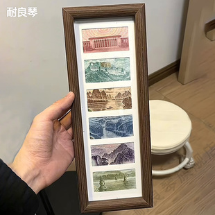 祖国大好河山相框100元钞票人民币放钱的六连山水画摆台桌面摆件