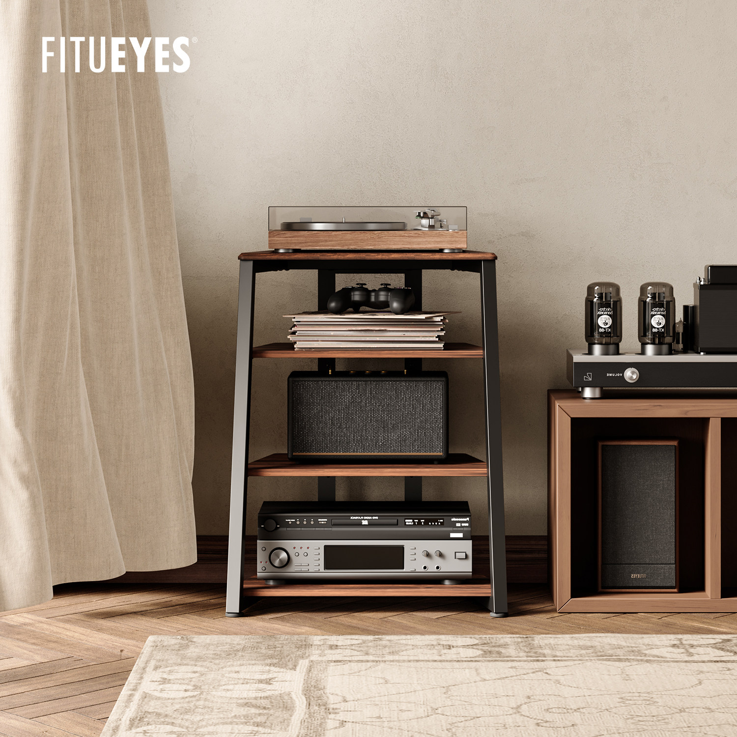 特悦视FITUEYES音响机架功放柜KTV设备四层架影音器材架低音炮柜
