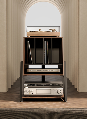 FITUEYES艺术唱片机支架碟片收纳置物架家用音响金属脚架落地架子