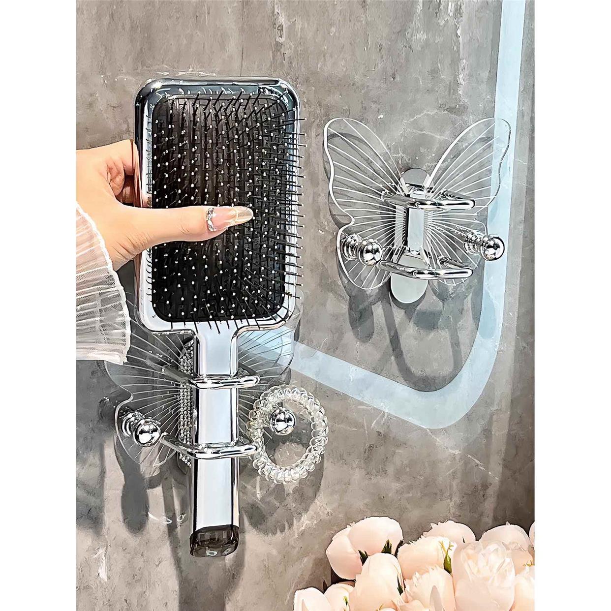 轻奢卫生间梳子置物架壁挂免打孔浴室头绳皮筋发箍发圈收纳挂钩