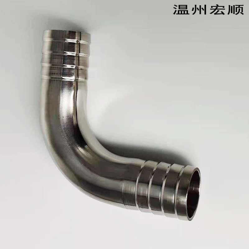 宏顺304不锈钢90度双头宝塔皮管弯头 卫生级软管接头水嘴格林弯管
