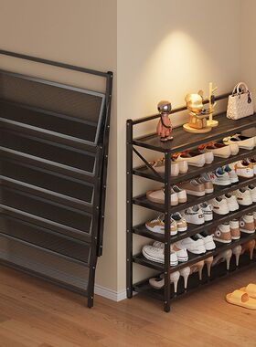 免安装折叠鞋架家用门口多层收纳架宿舍出租房用铁艺鞋柜懒人鞋架