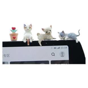 汽车中控台屏幕电脑显示器可爱猫咪车载趴趴公仔车内装饰用品摆件