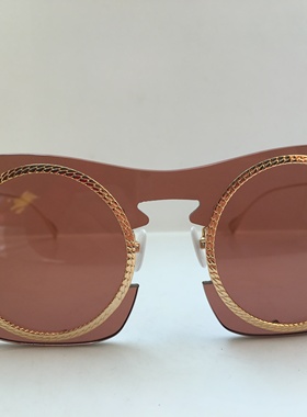 MK by Mike Nuosl透明棕粉金色圆框款太阳镜男女通用墨镜文艺个性