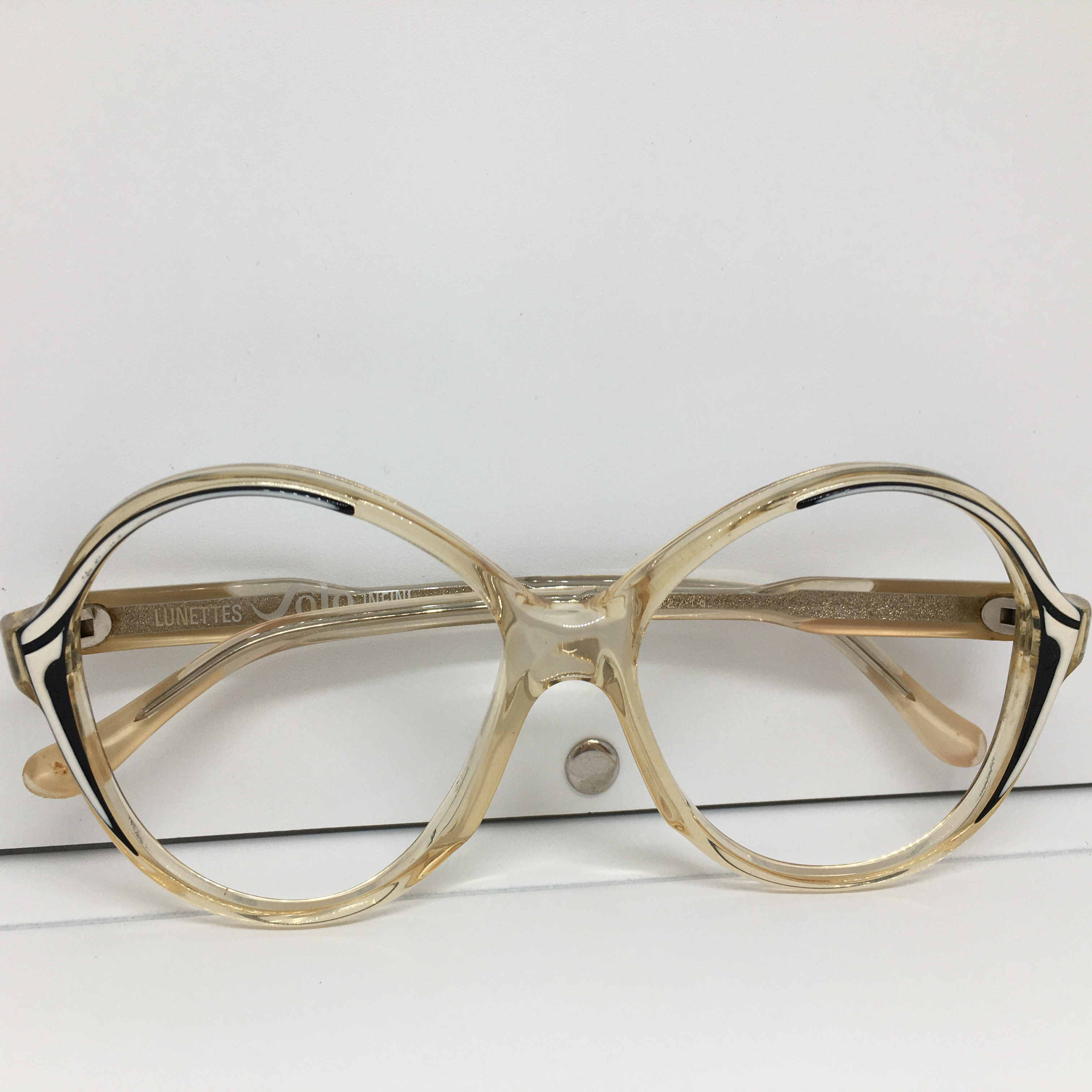 中古JOLO lunettes透明板材框眼镜架女近视框架法国