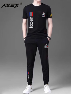 2025新款夏季休闲 套装男士薄款短袖T恤长裤夏天运动服两件套