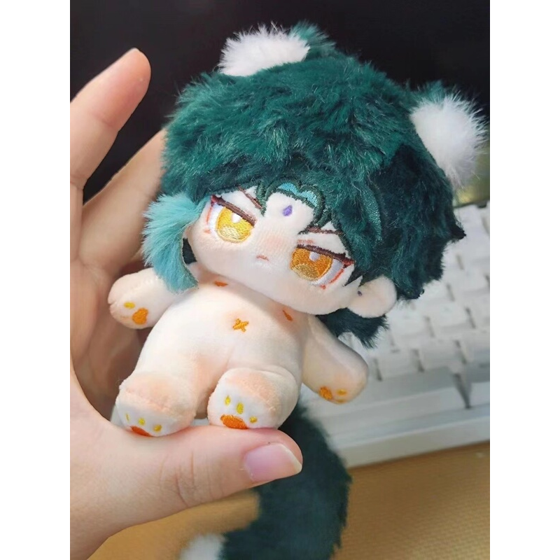 新款高颜值原神周边魈狸奴10cm棉花娃娃裸娃魈宝有尾毛绒玩具