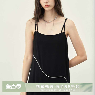 label夏双肩带设计简约线条吊带连衣裙显瘦DRSX3087 designer
