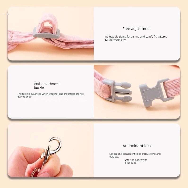 兔绳防挣脱遛兔绳兔子牵引绳可调节兔兔绳子兔炼子小兔外出牵引绳