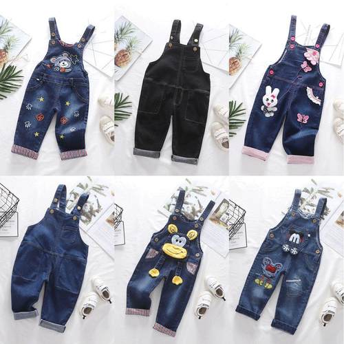 2023新款单裤男女宝宝牛仔灯芯绒春秋款背带裤可开裆