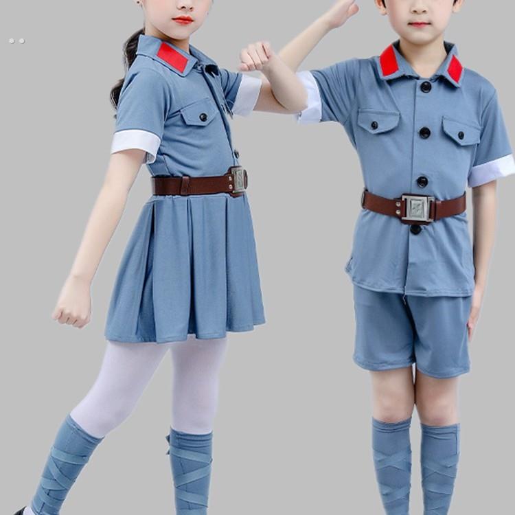 儿童小红军演出服八路军合唱服幼儿红星闪闪舞蹈革命军装女童套装