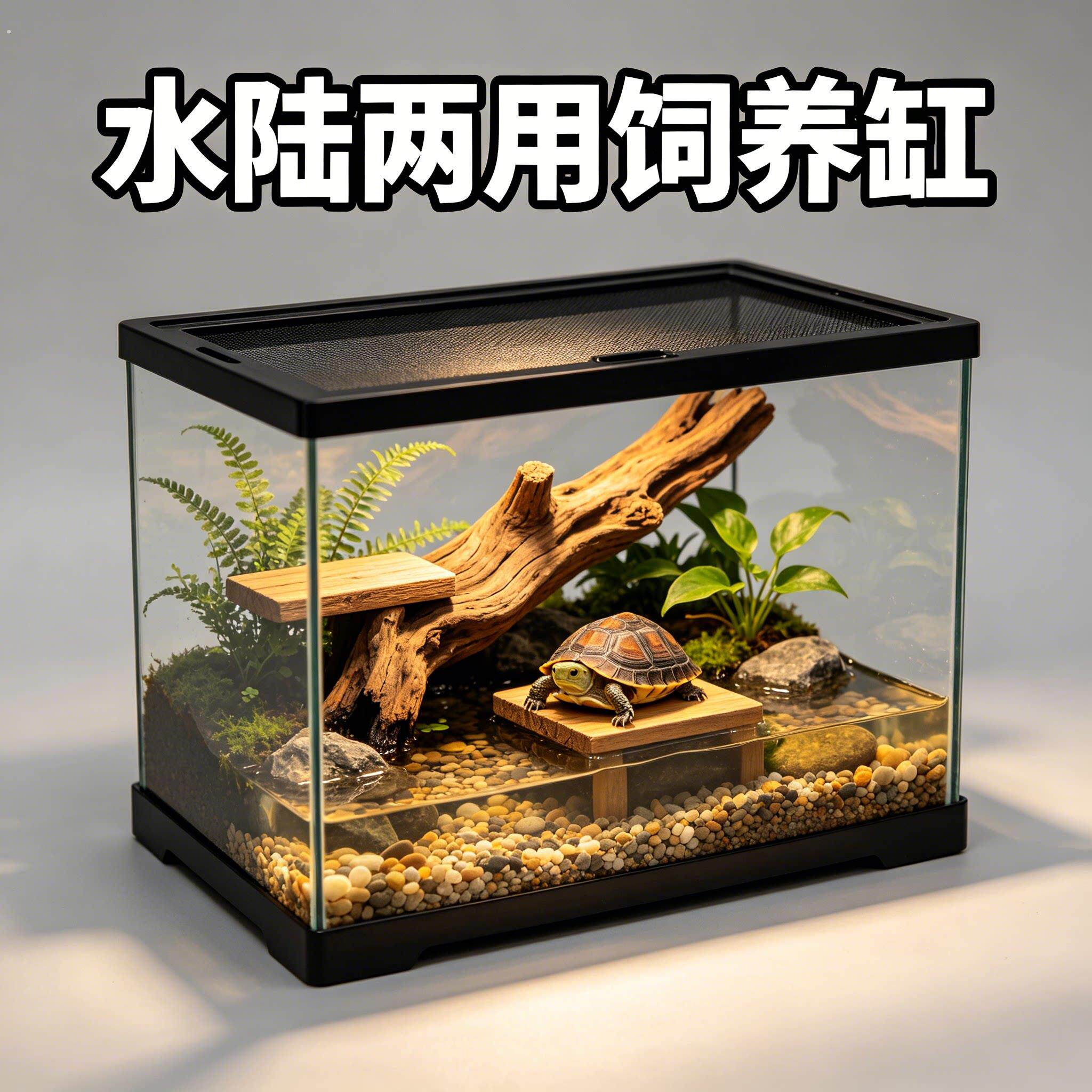 乌龟专用饲养缸超白玻璃观察箱昆虫生态箱防逃透气展示缸饲养用