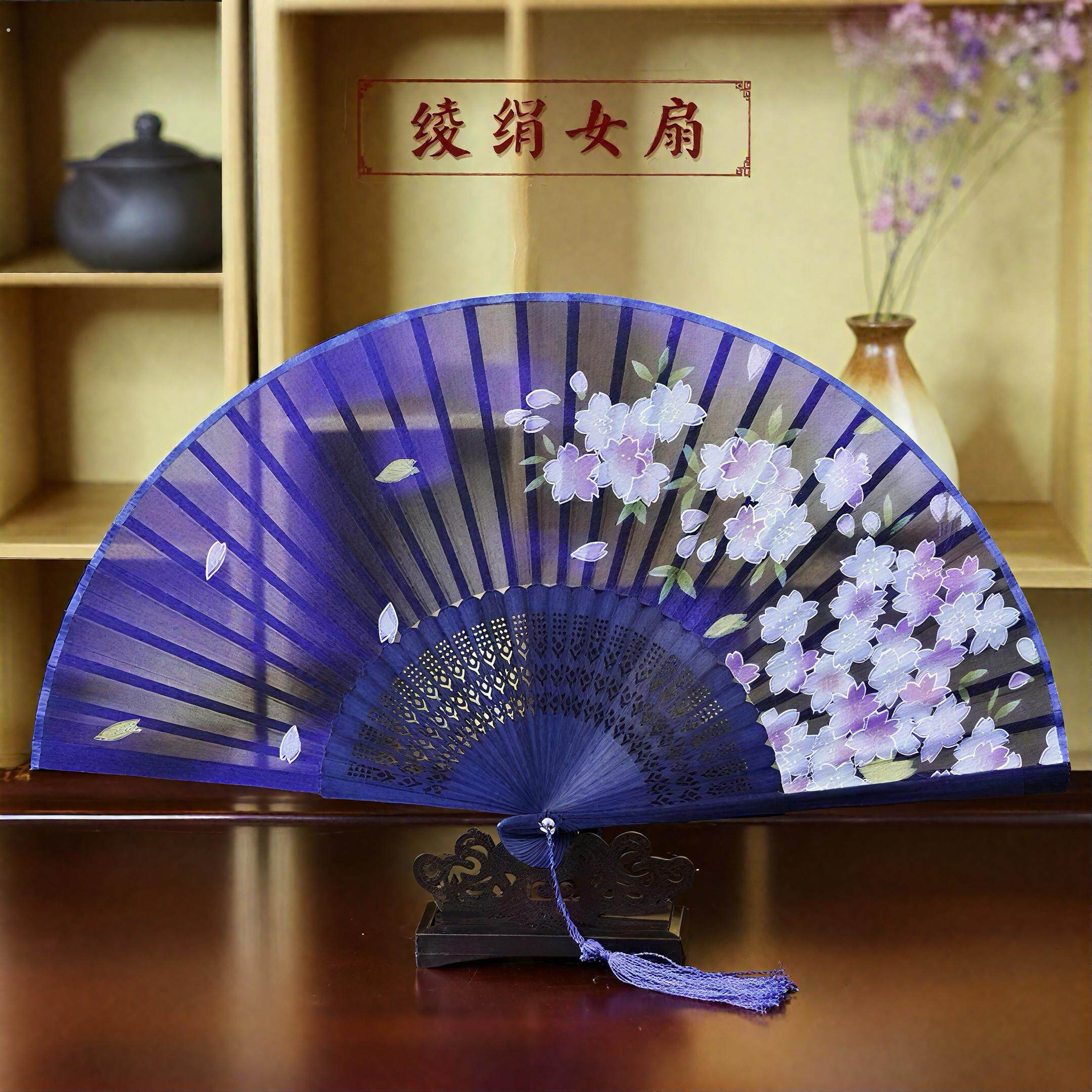 古风折扇便携绢扇女扇折扇中国风女式绢扇折叠扇子礼品古风跳舞蹈