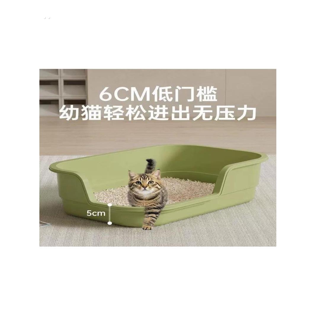 采购产品小猫砂盒，超大防溅猫厕所，巨无霸低口牛奶猫砂盒，宠物