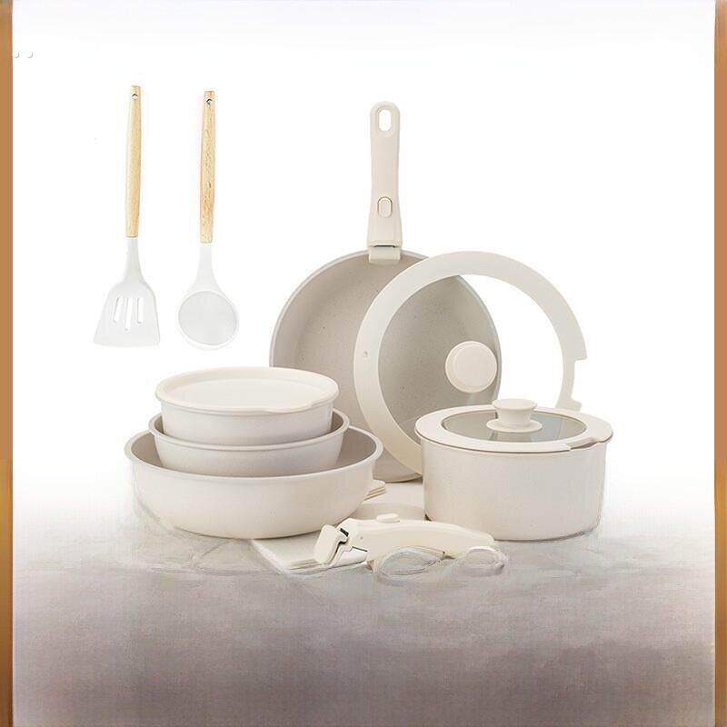 可拆卸锅具套装锅蒸锅平底锅不粘锅炒锅家用手柄分离锅卡罗特跨境