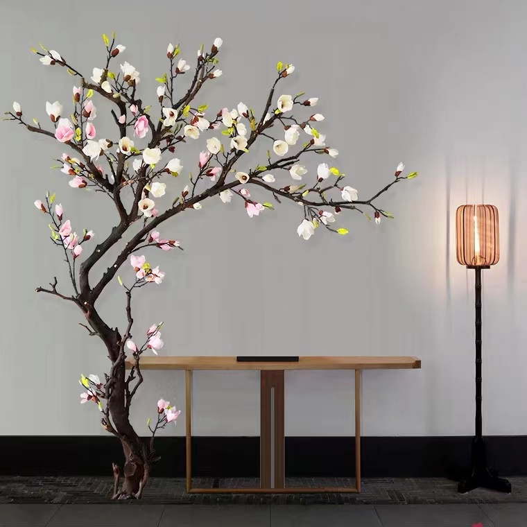 仿真玉兰花树大型落地橱窗装饰花艺软装假树室内商场摄影摆件