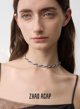ZHAO ACAP原创设计流浪诗人青金石扭珠项链锁骨链