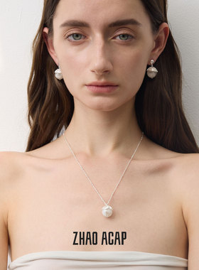 ZHAO ACAP原创设计莳萝雪花幽灵白水晶耳钉项链