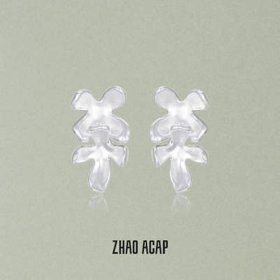 ZHAO ACAP原创设计双桂花925银耳环高级感耳钉百搭气质耳饰