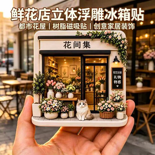 【花间集鲜花店】立体浮雕树脂创