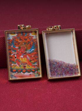 藏式唐卡吊坠手工描金药师佛八大