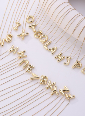 热卖气球首饰光面字母吊坠铜镀18