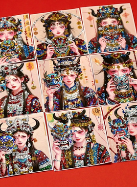 手绘彩金唐卡卡芯画芯金色嘎乌盒