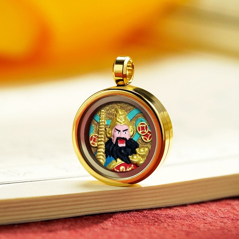 新非遗藏式钛钢1.5cm圆形唐卡手