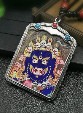 六臂玛哈嘎拉大黑天唐卡吊坠尼泊